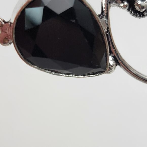 Simulated Black Onyx Sterling Silver Necklace - Intricate 22-Inch Statement - Picture 8 of 9